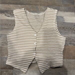 Striped Knit Button-Up Vest